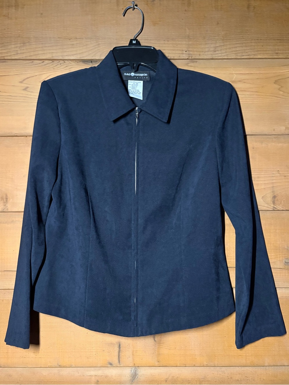 Vintage Sag Harbor Black Suede Jacket- Size 8P- Full Zip 90s Y2K Corporate Goth